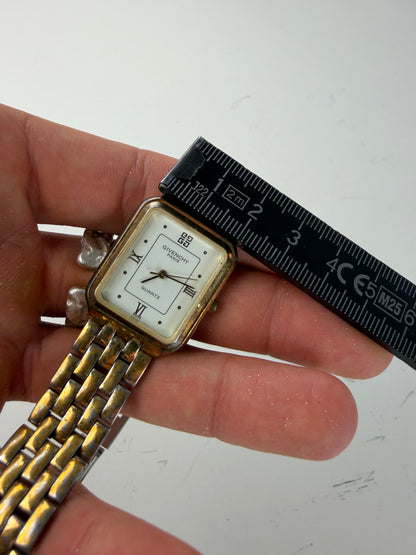 Vintage Givenchy Stainless Steel Gold Bracelet Watch Silver Gold