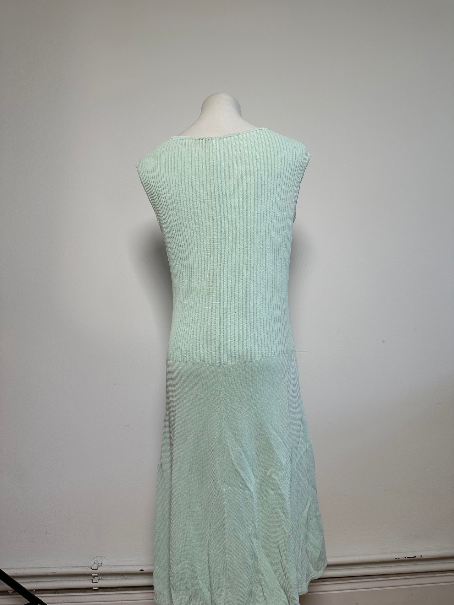 Vintage Celine Viscose Midi Dress Light Mint Green M