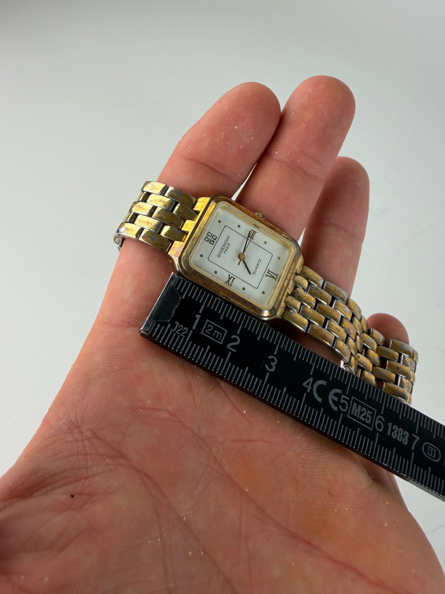 Vintage Givenchy Stainless Steel Gold Bracelet Watch Silver Gold