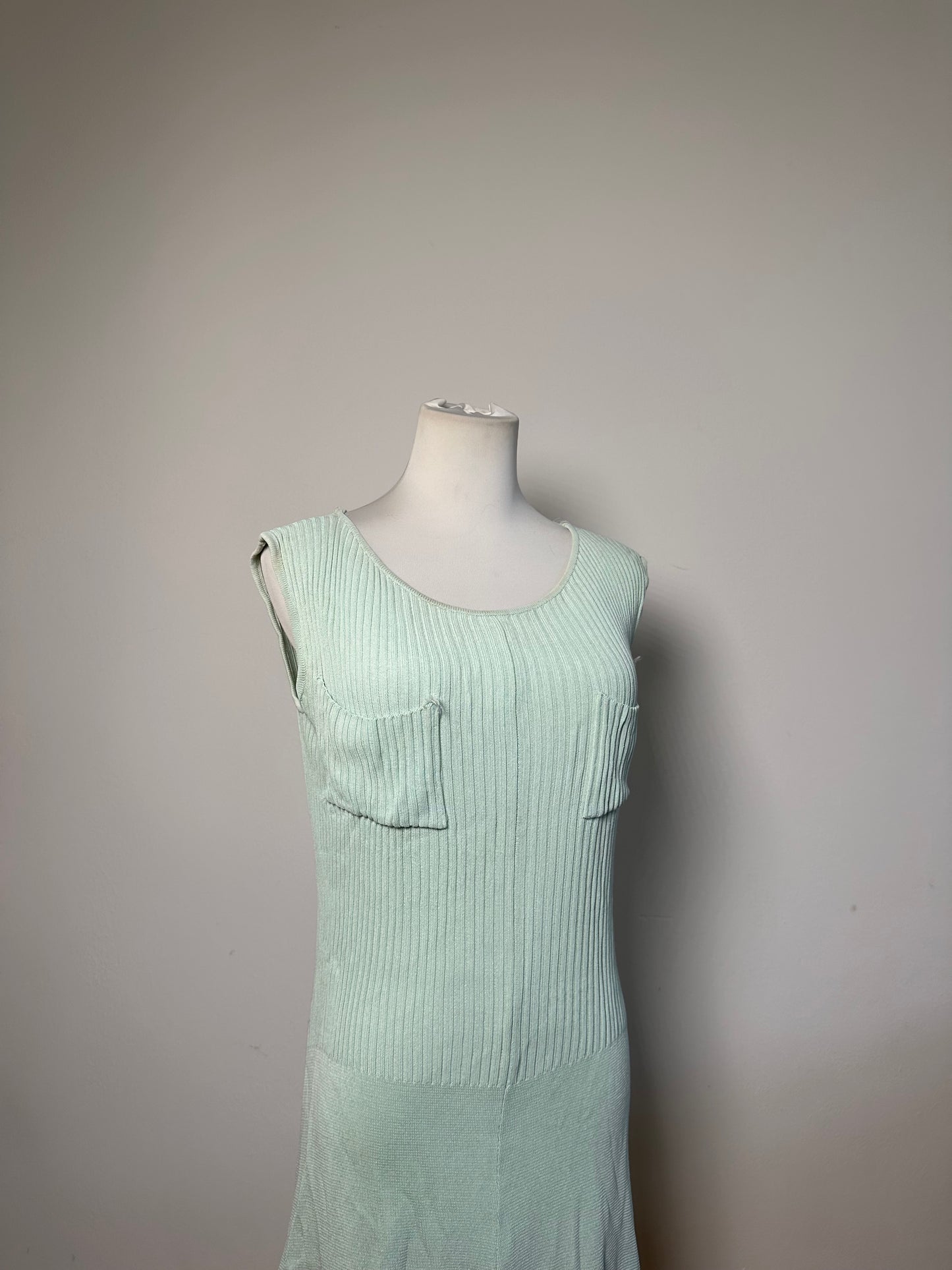 Vintage Celine Viscose Midi Dress Light Mint Green M