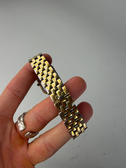 Vintage Givenchy Stainless Steel Gold Bracelet Watch Silver Gold