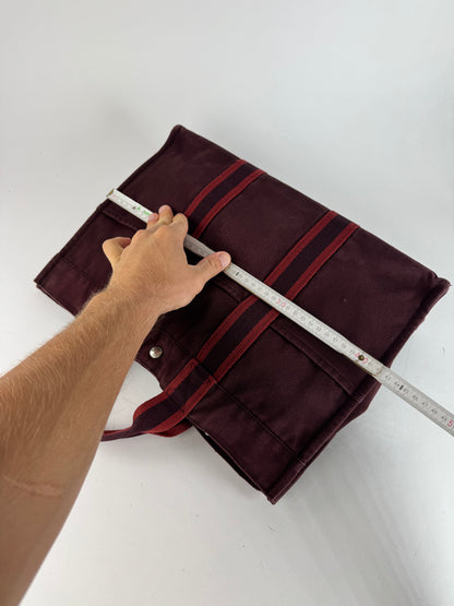 Vintage Hermes Canvas Tote Bag purple Burgundy