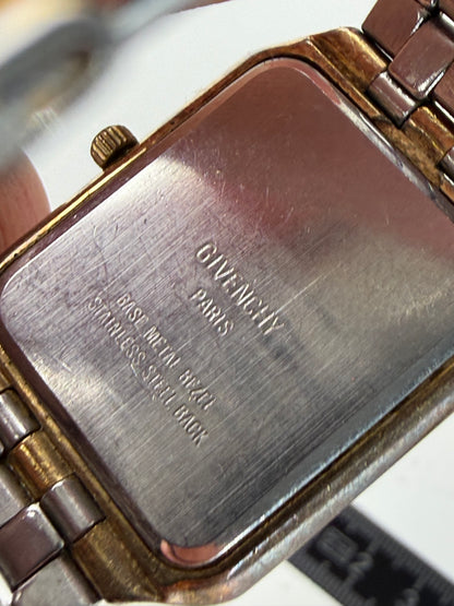 Vintage Givenchy Stainless Steel Gold Bracelet Watch Silver Gold