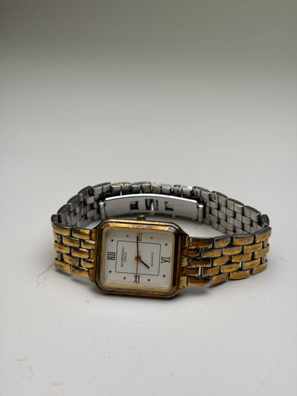 Vintage Givenchy Stainless Steel Gold Bracelet Watch Silver Gold