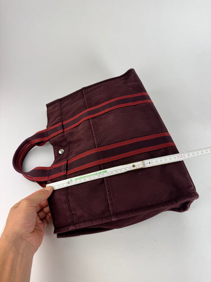 Vintage Hermes Canvas Tote Bag purple Burgundy