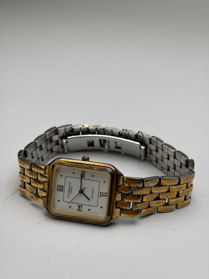 Vintage Givenchy Stainless Steel Gold Bracelet Watch Silver Gold