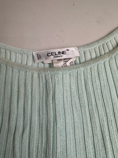 Vintage Celine Viscose Midi Dress Light Mint Green M