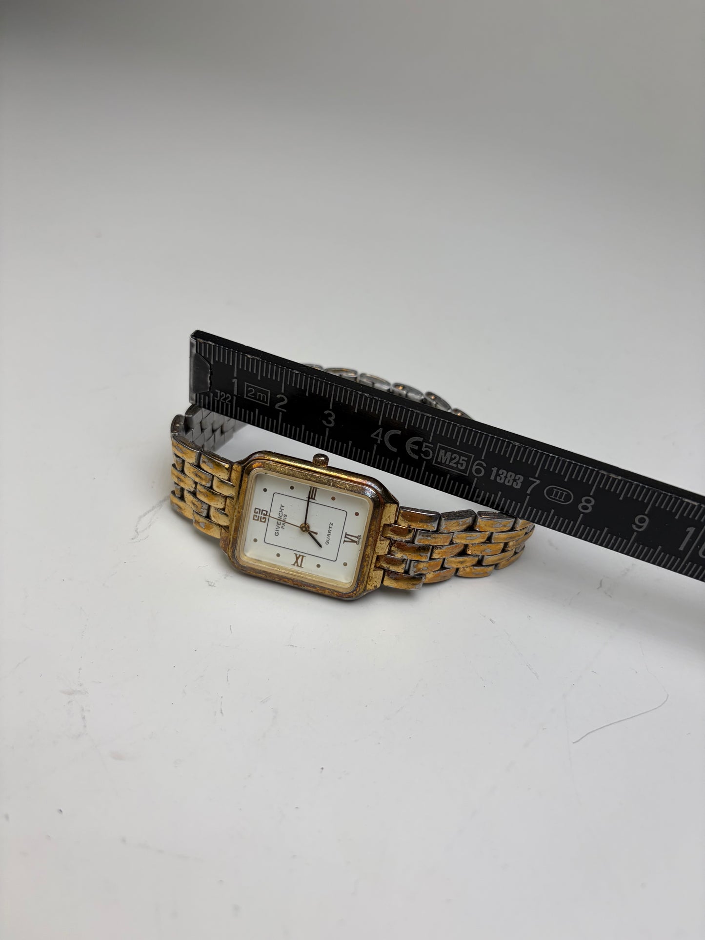 Vintage Givenchy Stainless Steel Gold Bracelet Watch Silver Gold
