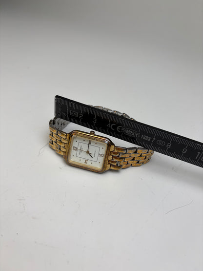 Vintage Givenchy Stainless Steel Gold Bracelet Watch Silver Gold