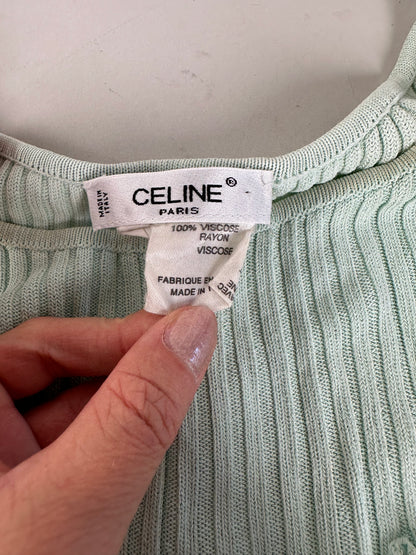 Vintage Celine Viscose Midi Dress Light Mint Green M