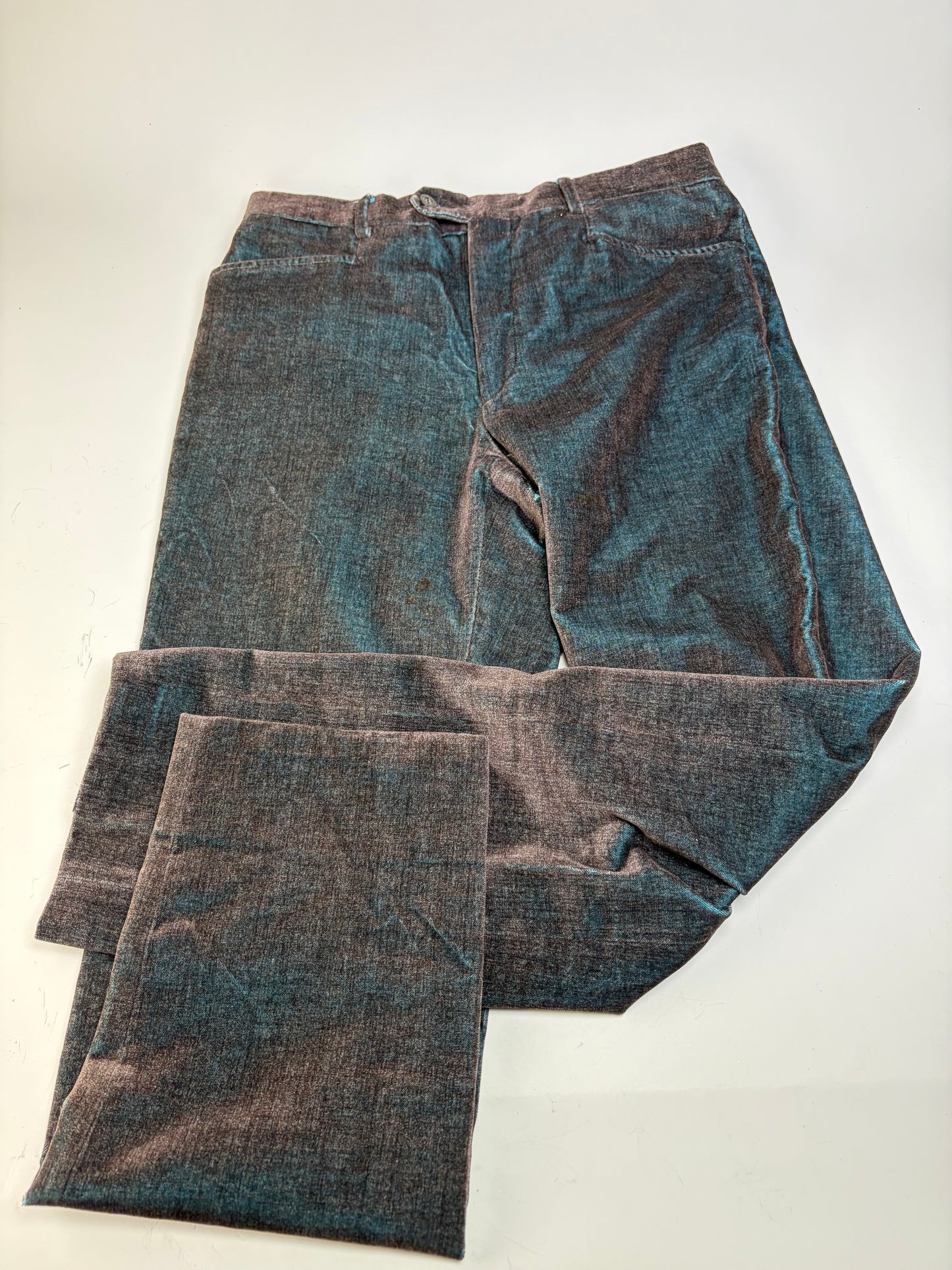 Vintage Etro Men's Cotton Blend Trousers Dark Blue Brown M