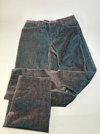 Vintage Etro Men's Cotton Blend Trousers Dark Blue Brown M