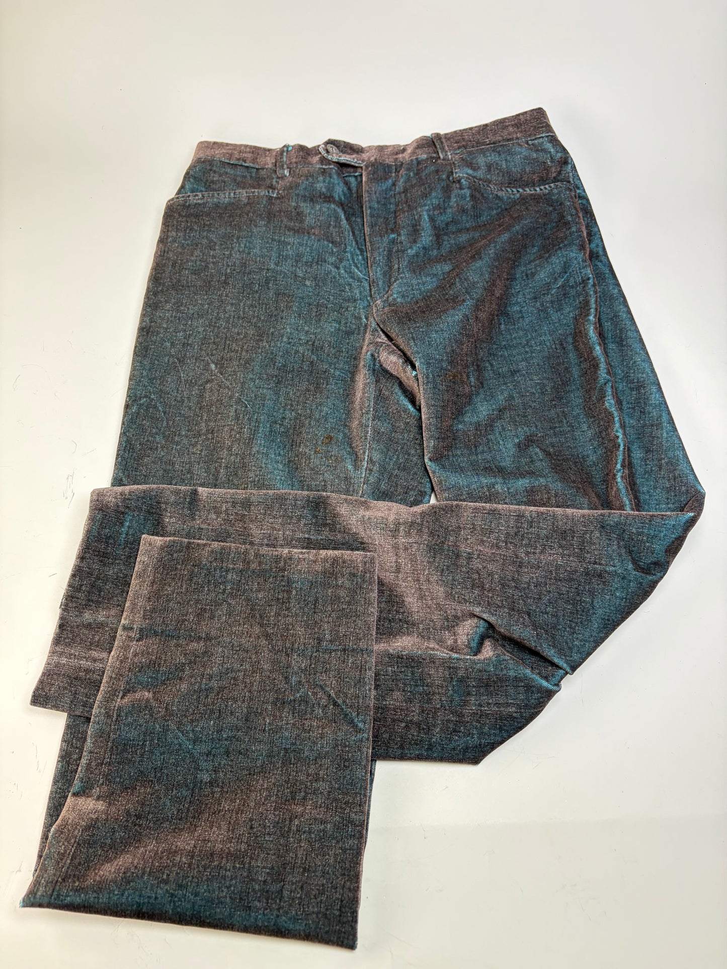 Vintage Etro Men's Cotton Blend Trousers Dark Blue Brown M
