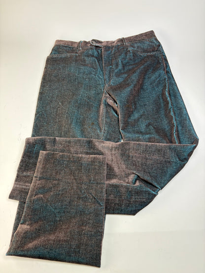 Vintage Etro Men's Cotton Blend Trousers Dark Blue Brown M
