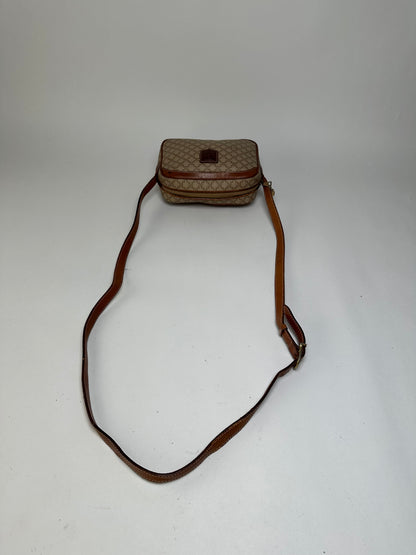 Vintage Celine Macadam Canvas Crossbody Bag Late 1980s Beige Brown