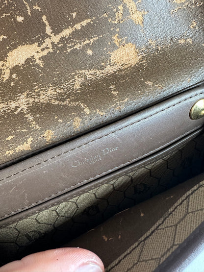 Vintage Dior Leather Shoulder Bag Beige Brown