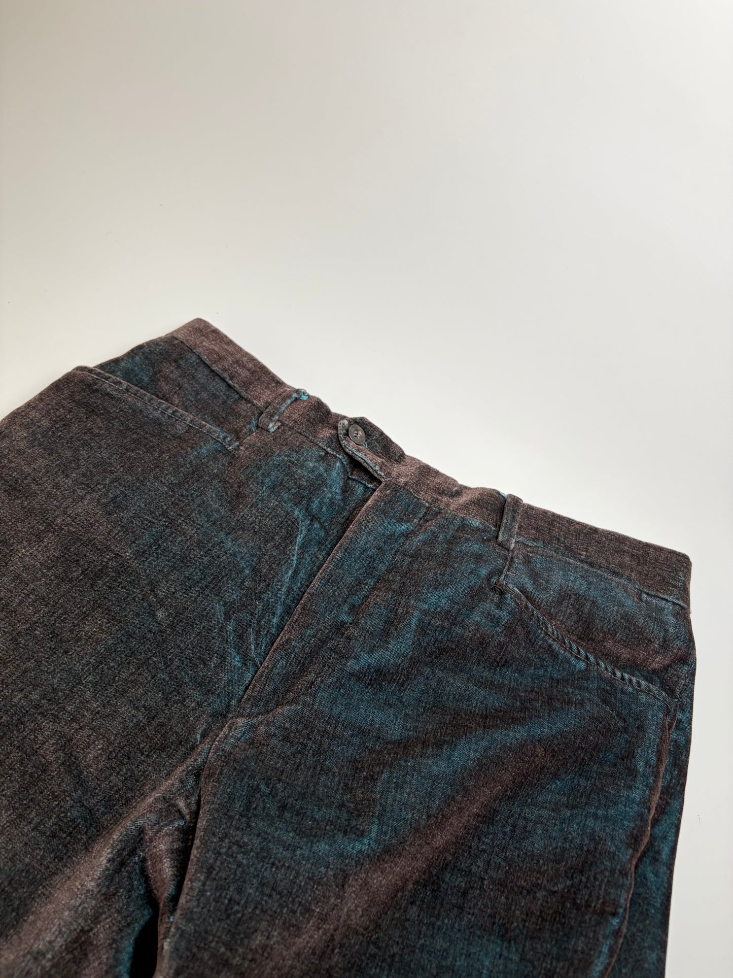 Vintage Etro Men's Cotton Blend Trousers Dark Blue Brown M