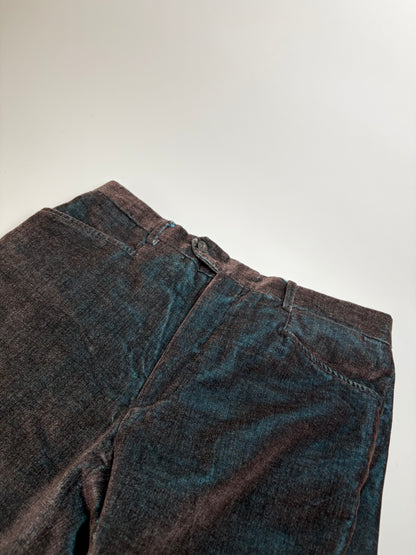 Vintage Etro Men's Cotton Blend Trousers Dark Blue Brown M