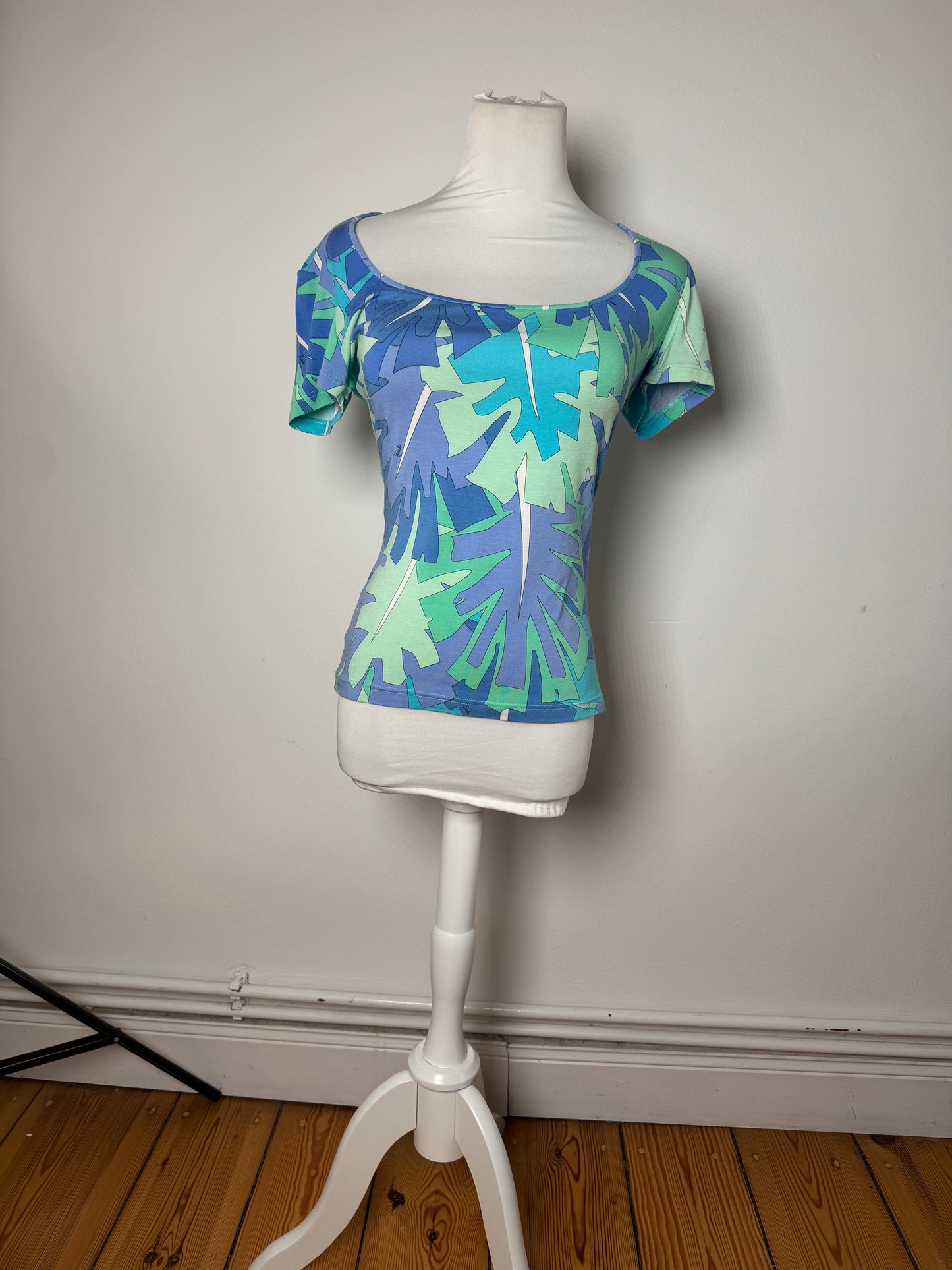 Vintage Emilio Pucci Blue Abstract Top XS