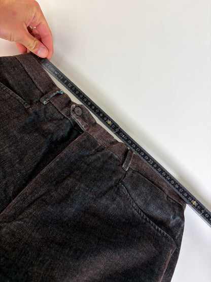 Vintage Etro Men's Cotton Blend Trousers Dark Blue Brown M