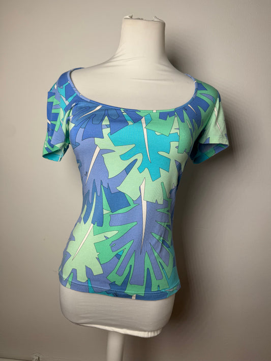 Vintage Emilio Pucci Blue Abstract Top XS