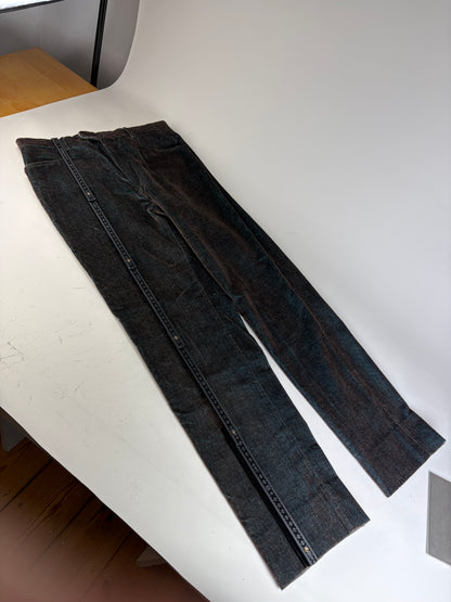Vintage Etro Men's Cotton Blend Trousers Dark Blue Brown M