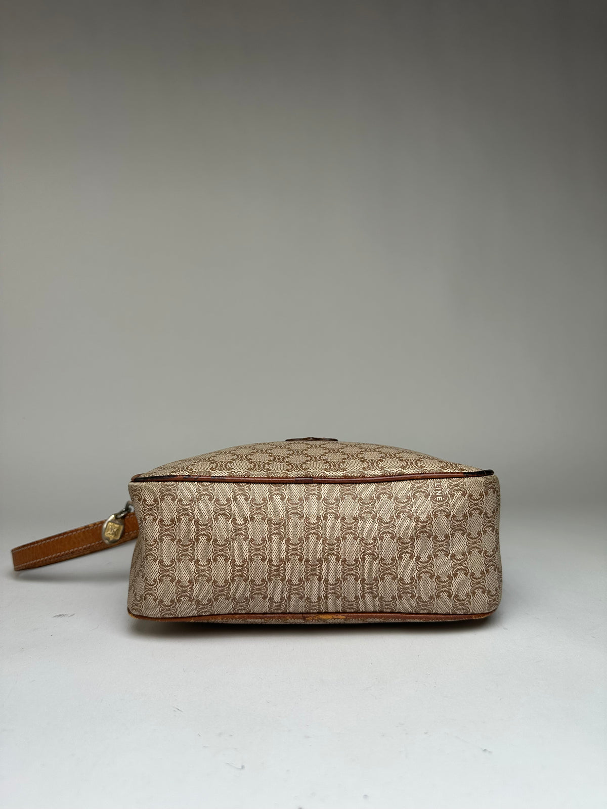 Vintage Celine Macadam Canvas Crossbody Bag Late 1980s Beige Brown
