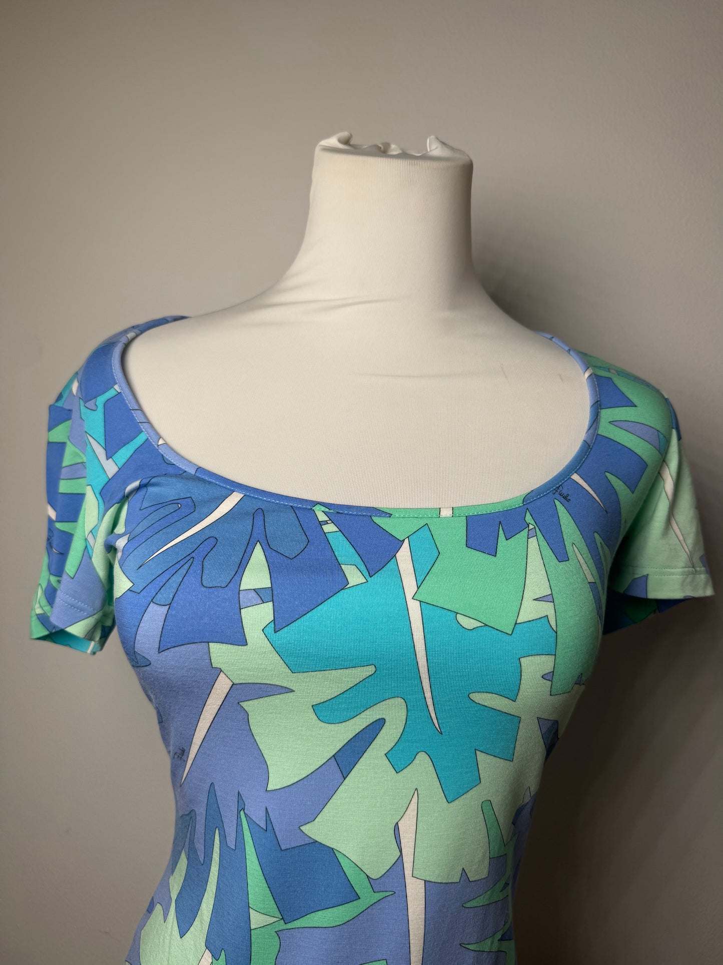 Vintage Emilio Pucci Blue Abstract Top XS
