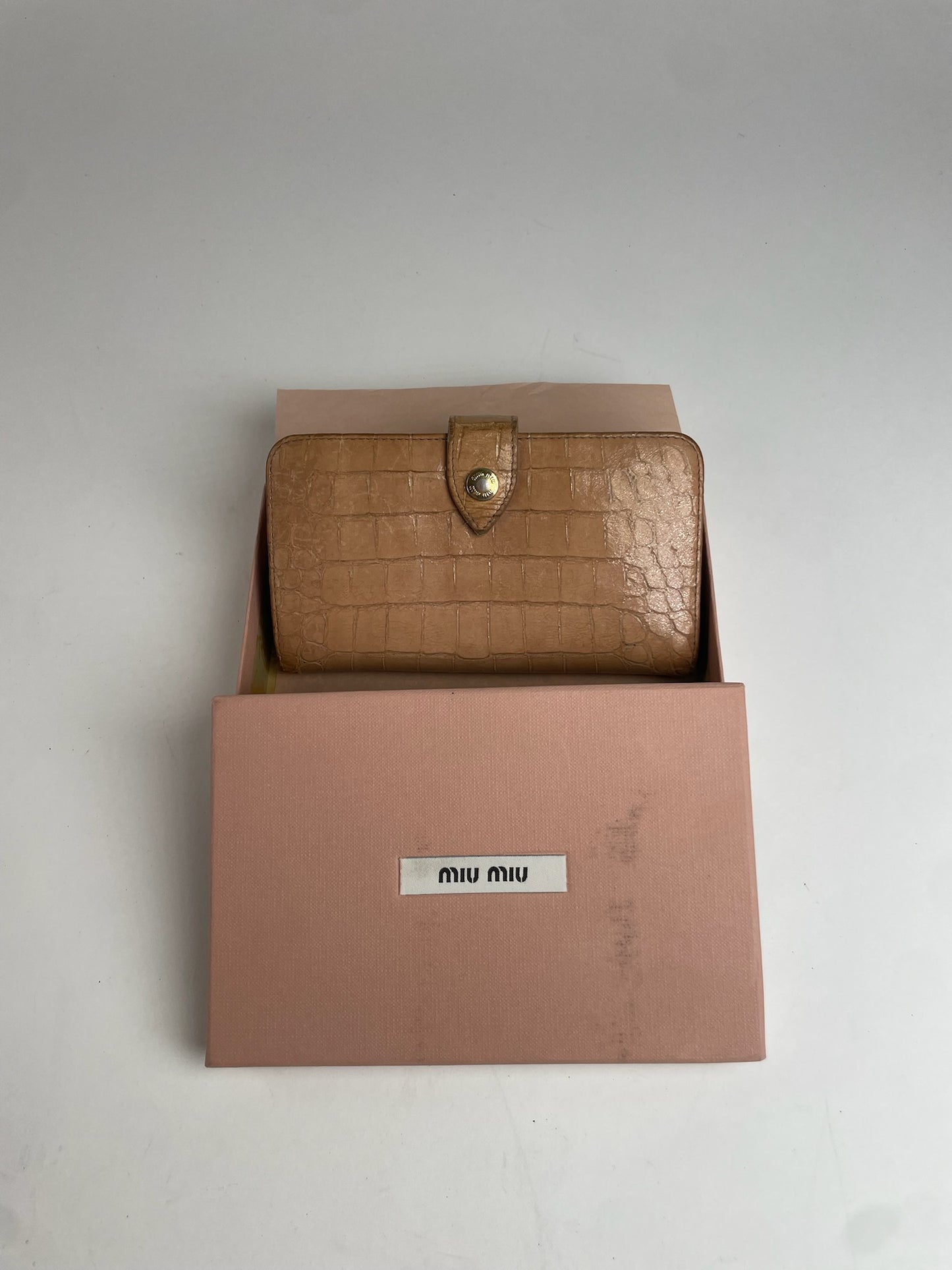 Vintage Miu Miu Crocodile Emblossed Leather Wallet Brown