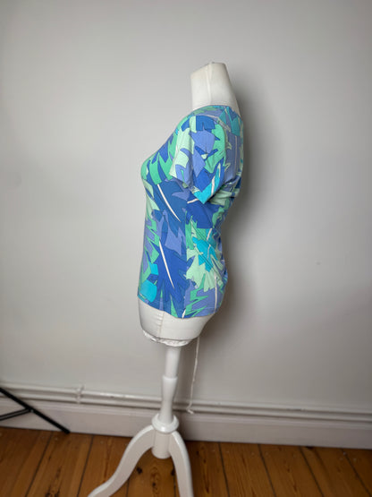 Vintage Emilio Pucci Blue Abstract Top XS