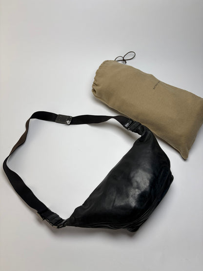 Vintage Bottega Veneta Intrecciato Leather Waist Bag Early 2000s Black