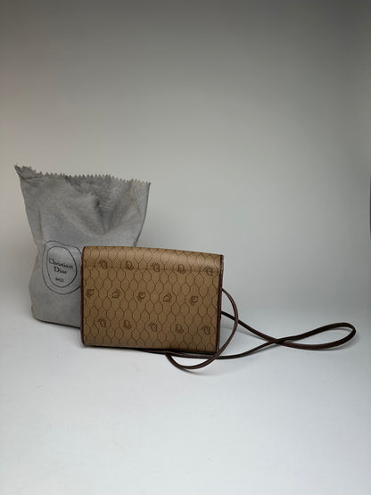 Vintage Dior Leather Shoulder Bag Beige Brown