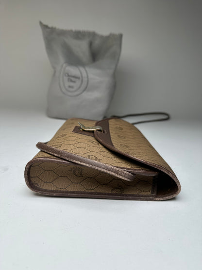 Vintage Dior Leather Shoulder Bag Beige Brown