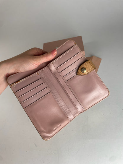 Vintage Miu Miu Crocodile Emblossed Leather Wallet Brown