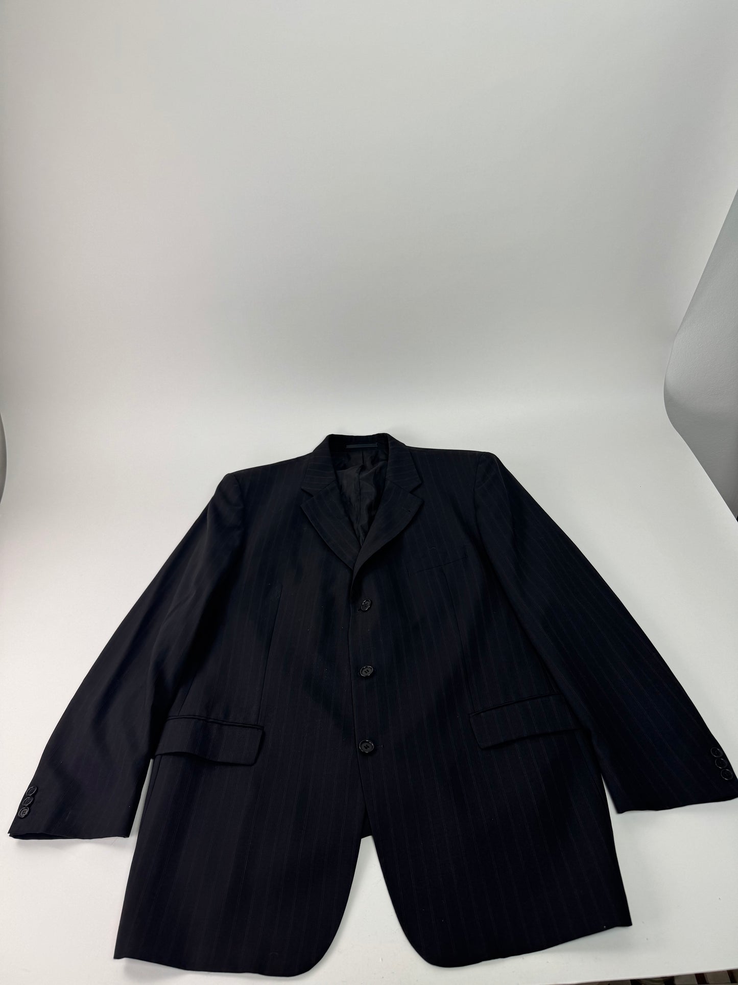 Vintage Hugo Boss Striped Men’s Wool Blazer Black Red XXL