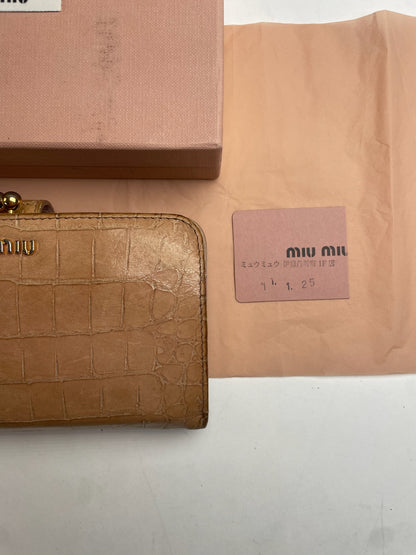 Vintage Miu Miu Crocodile Emblossed Leather Wallet Brown