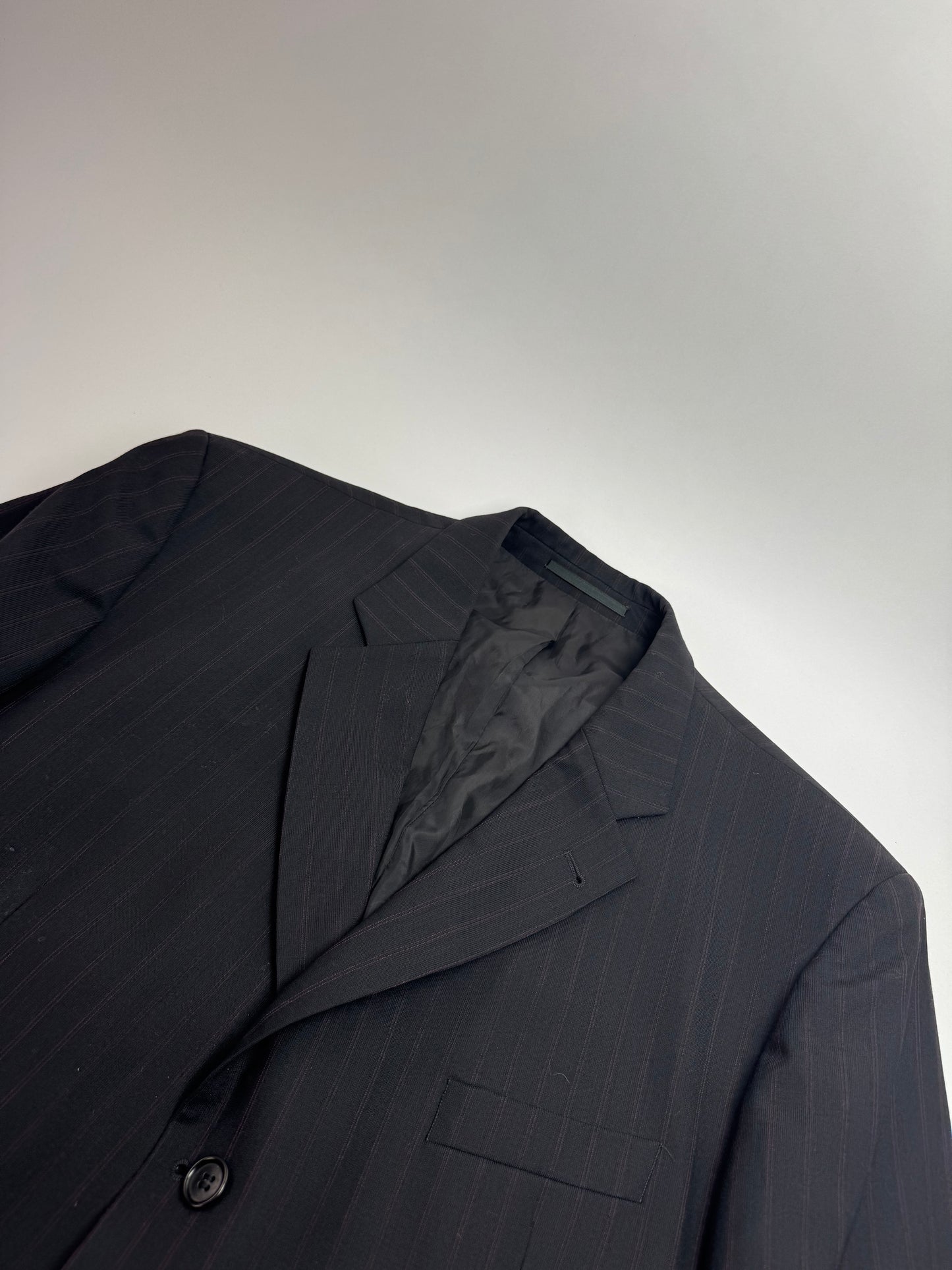 Vintage Hugo Boss Striped Men’s Wool Blazer Black Red XXL