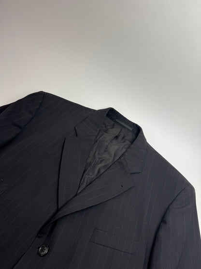 Vintage Hugo Boss Striped Men’s Wool Blazer Black Red XXL