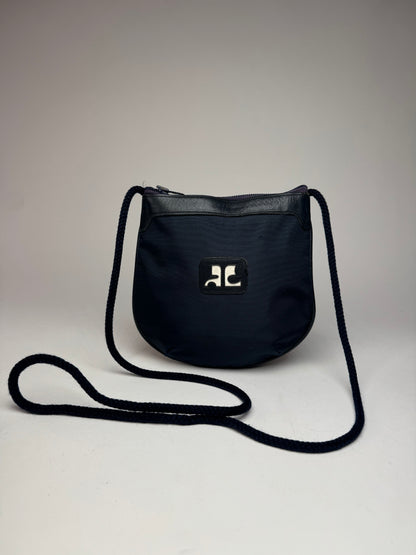 Vintage Courreges Paris Canvas Polyester Shoulder / Crossbody Bag Navy