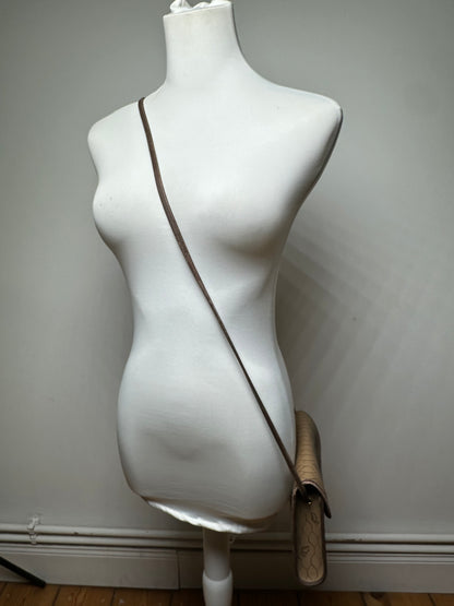 Vintage Dior Leather Shoulder Bag Beige Brown