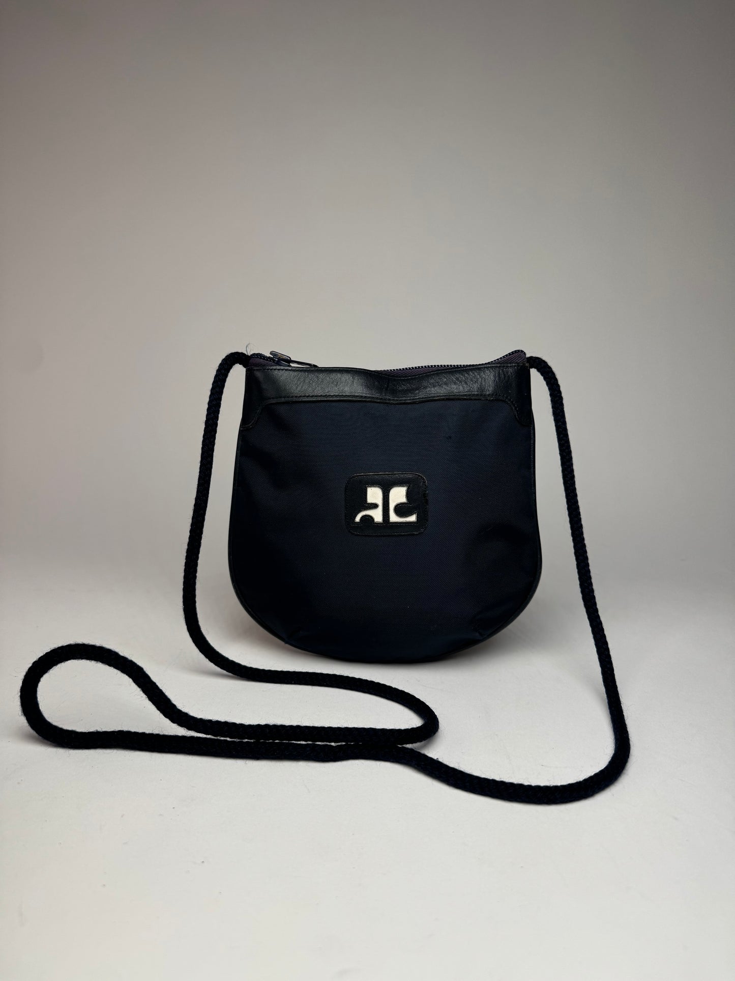 Vintage Courreges Paris Canvas Polyester Shoulder / Crossbody Bag Navy