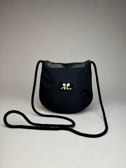 Vintage Courreges Paris Canvas Polyester Shoulder / Crossbody Bag Navy