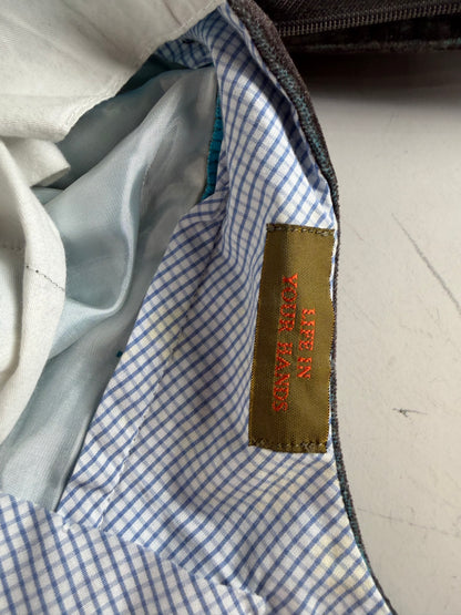 Vintage Etro Men's Cotton Blend Trousers Dark Blue Brown M
