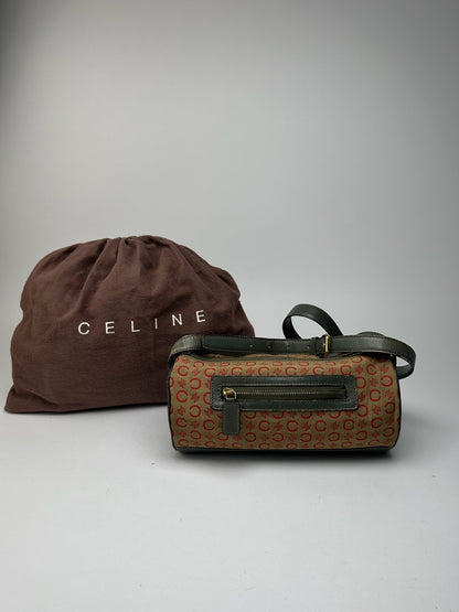 Sac Macadam vintage Céline Paris kaki rouge