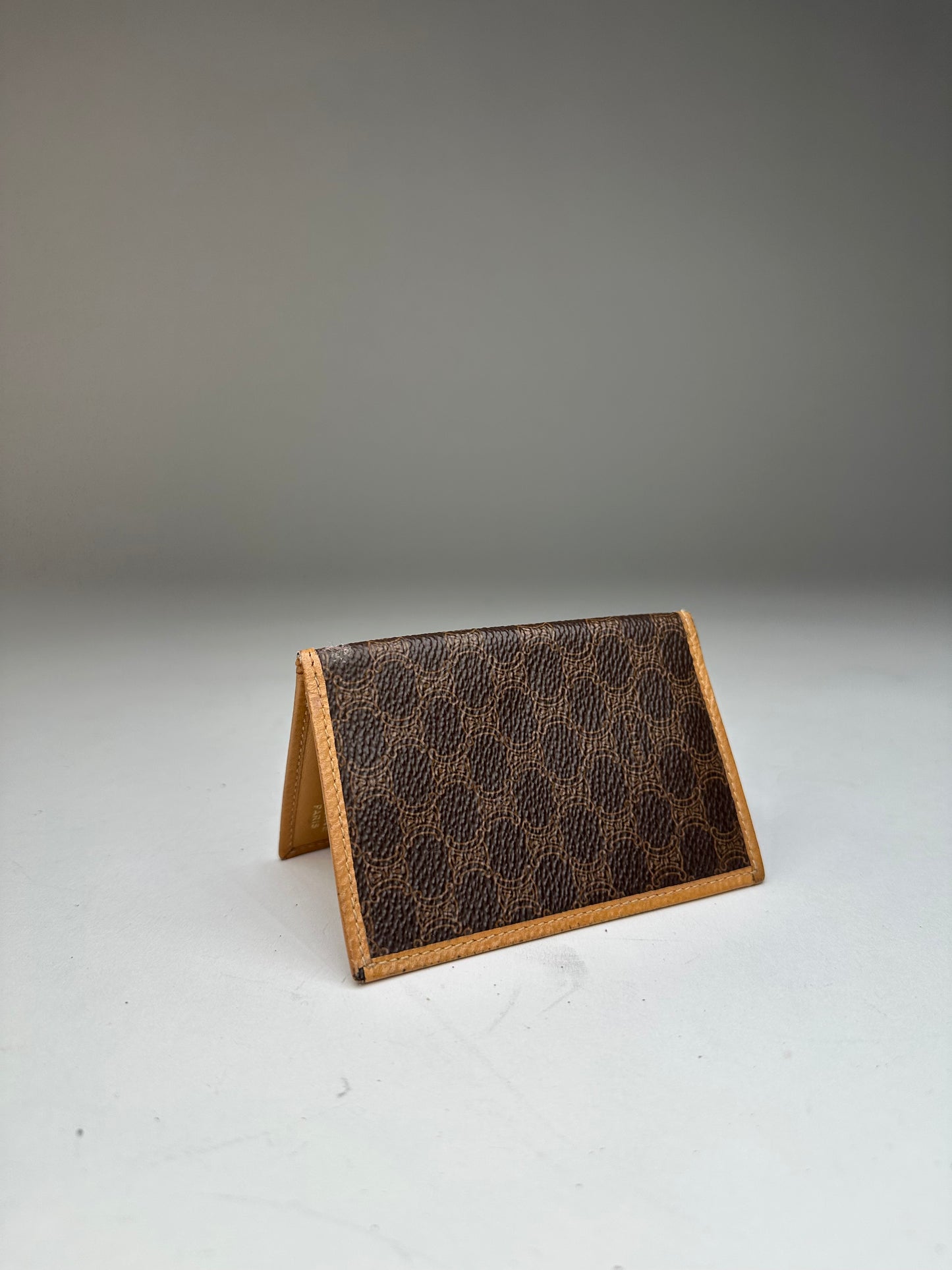 Vintage Celine Paris Triomphe Monogram Card Holder Brown