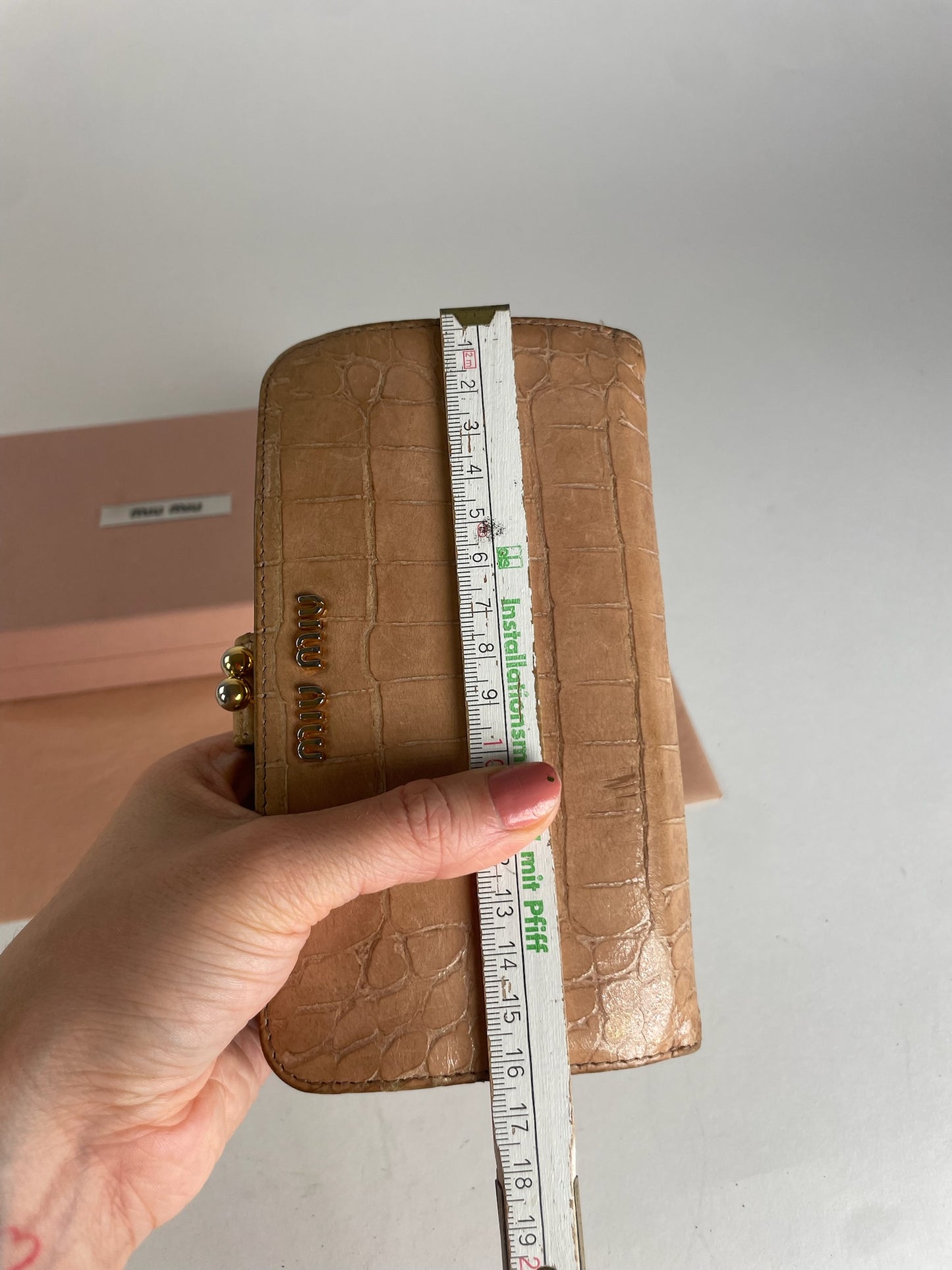 Vintage Miu Miu Crocodile Emblossed Leather Wallet Brown