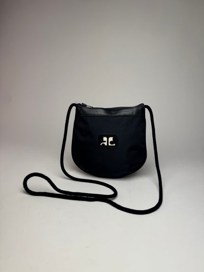 Vintage Courreges Paris Canvas Polyester Shoulder / Crossbody Bag Navy