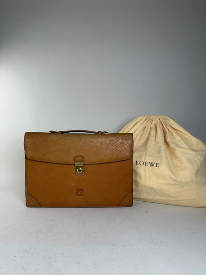 Vintage Loewe Leather Document Holder Tan Gold