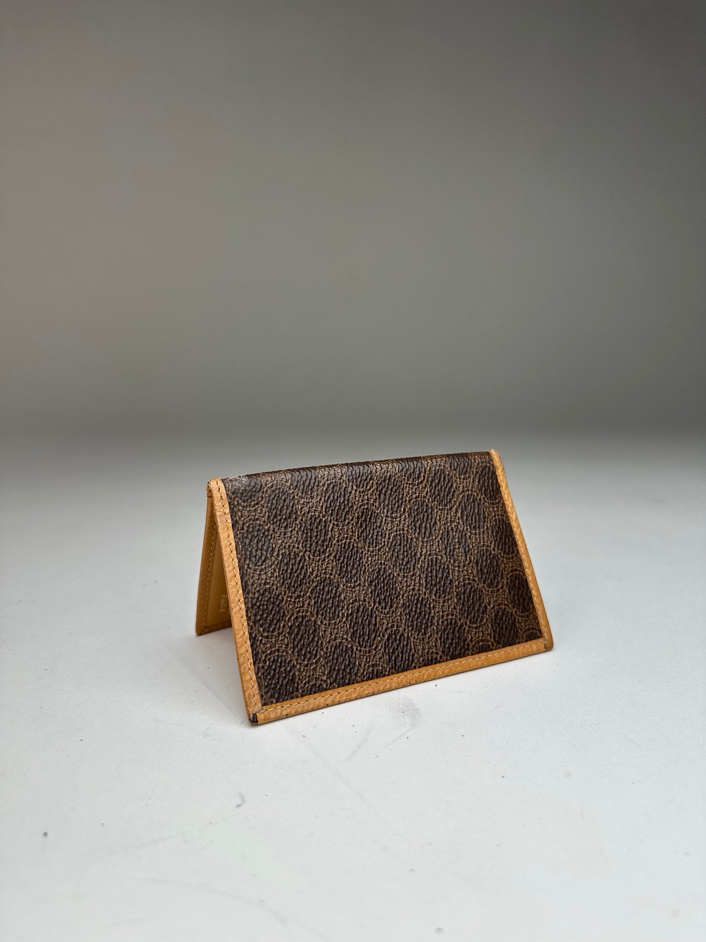 Vintage Celine Paris Triomphe Monogram Card Holder Brown