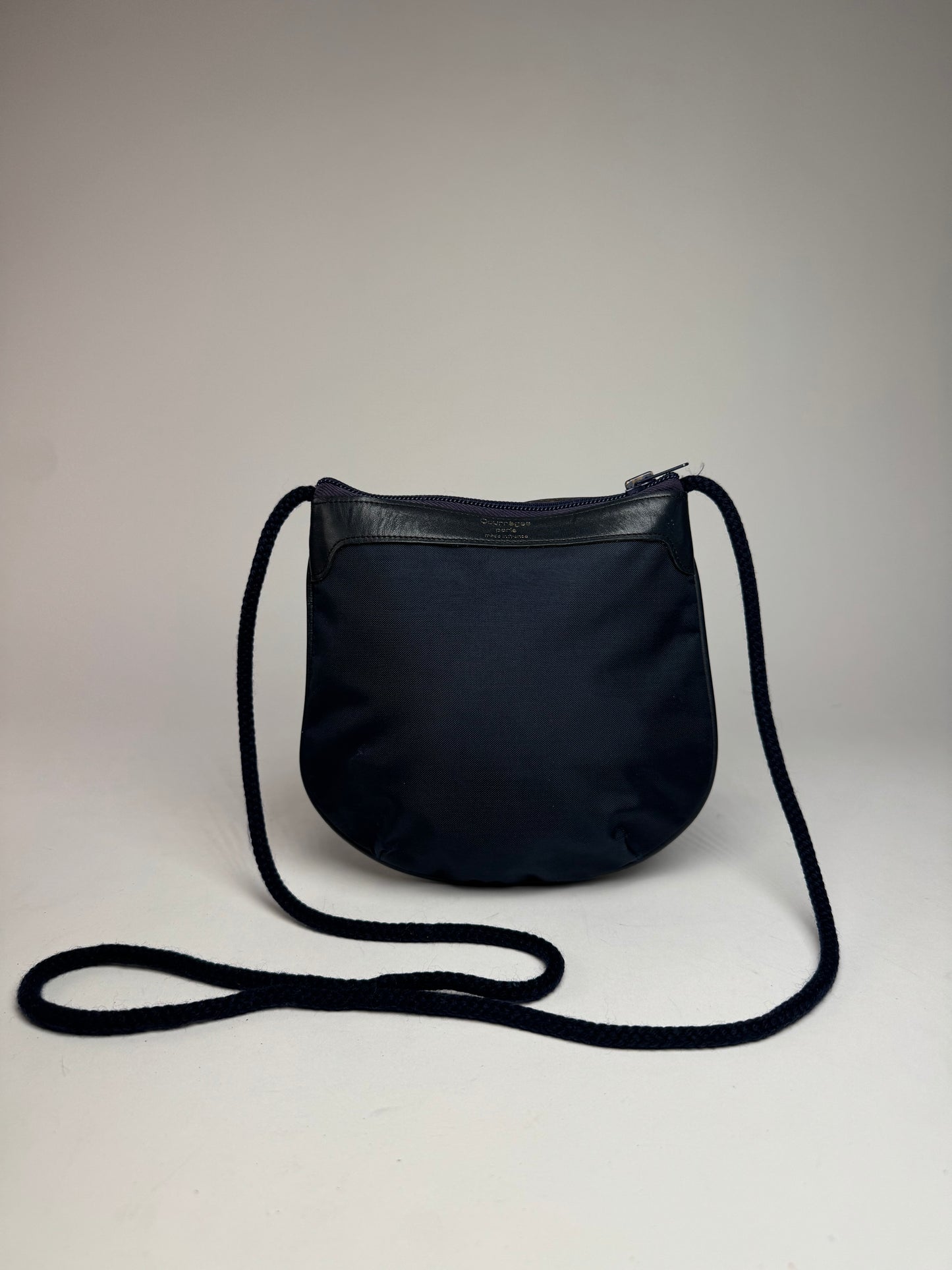 Vintage Courreges Paris Canvas Polyester Shoulder / Crossbody Bag Navy